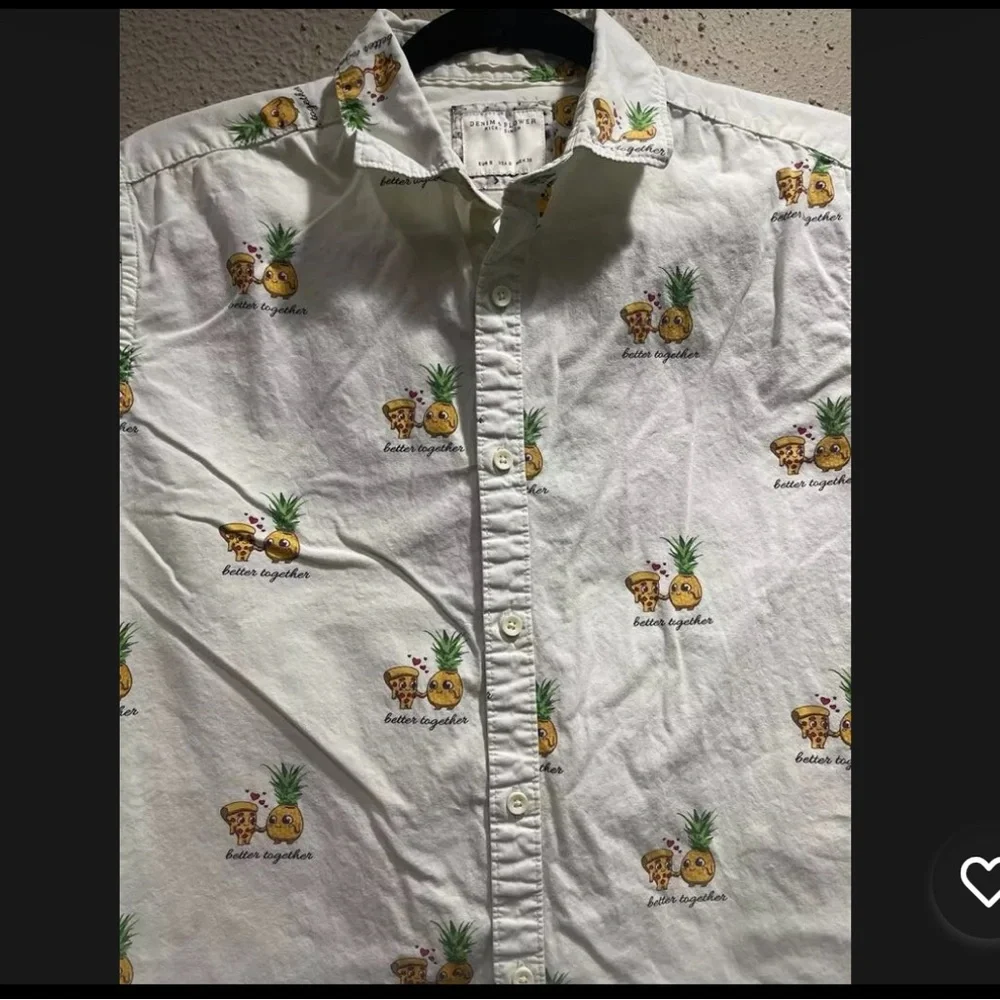 Denim & Flower Ricky Singh Men's Button-down  Short Sleeve SMALL Pineapple Pizza - Picture 3 of 12